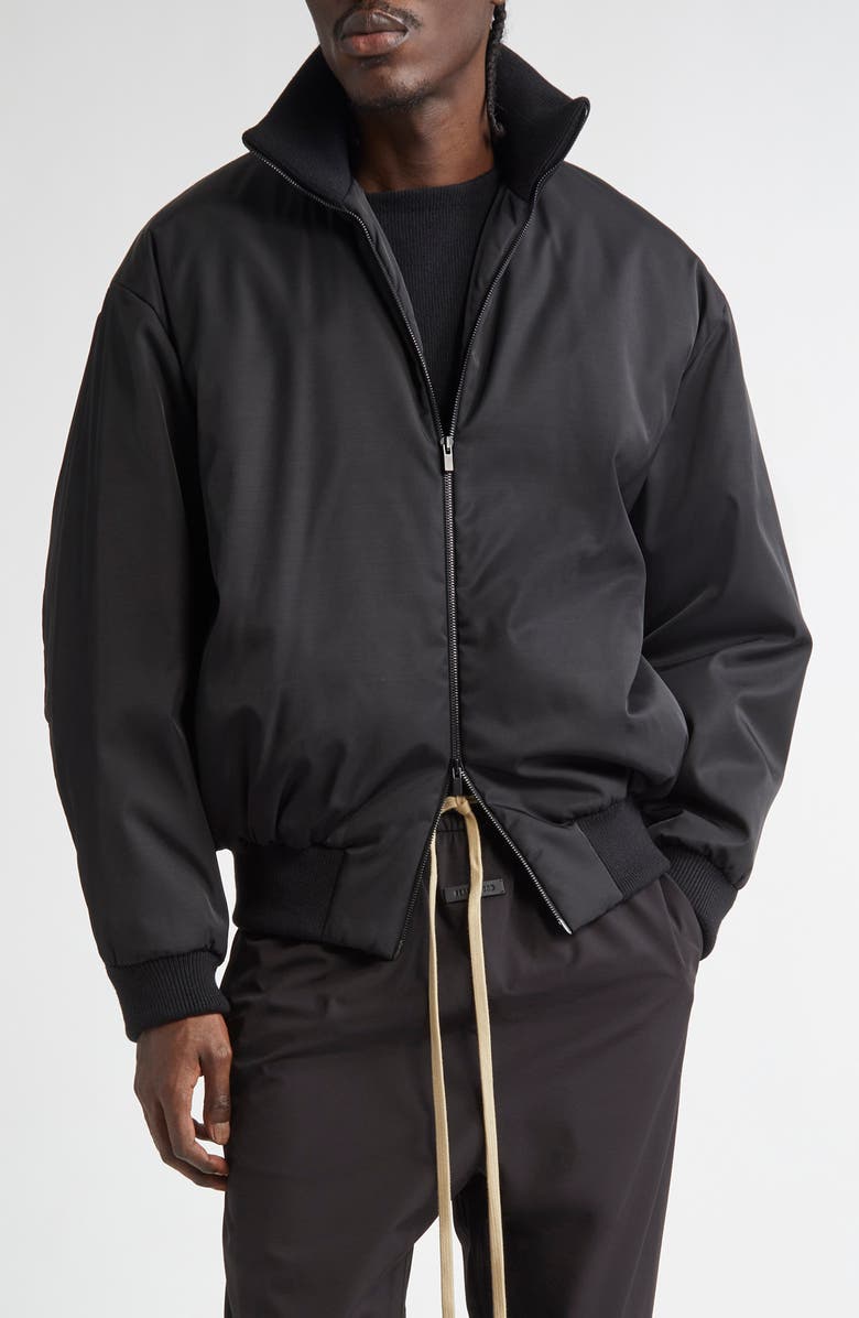 Fear of God High Neck Bomber Jacket, Main, color, Black