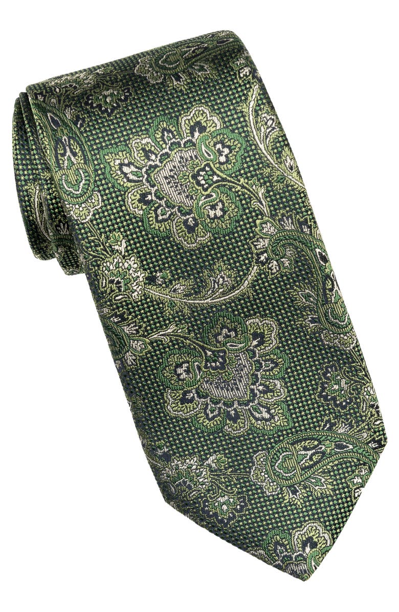 Elizabetta Montello - Extra Long Silk Jacquard Tie for Men, Main, color, Green