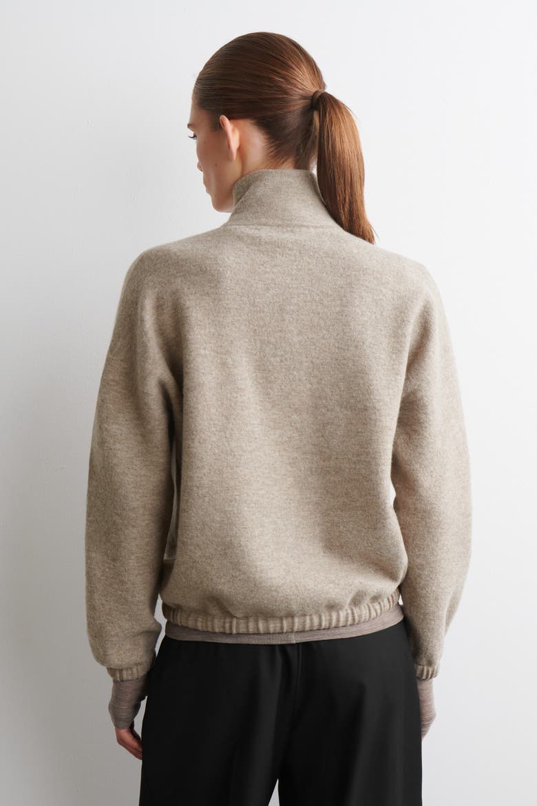 Boiled Merino Wool Zip-Up Sweater, Alternate, color, BEIGE MÉLANGE