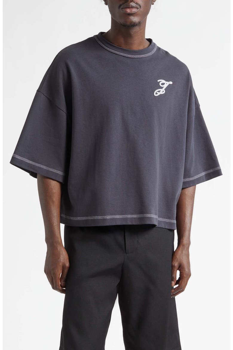 Le T-Shirt Letro Embroidered Monogram T-Shirt, Main, color, DARK NAVY