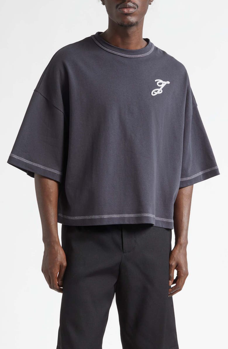 Jacquemus Le T-Shirt Letro Embroidered Monogram T-Shirt, Main, color, Dark Navy