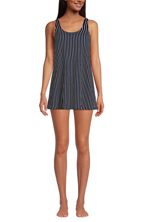Plus Size Scoop Neck Mini Swim Dress Swimsuit