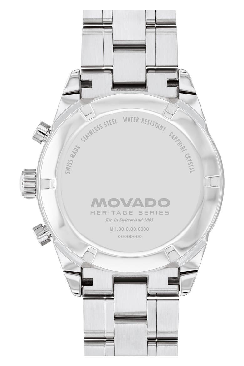 Calendoplan Chronograph Bracelet Watch, 42mm, Alternate, color, WHITE