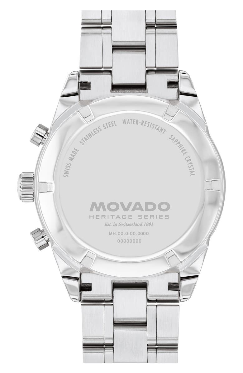 Movado Calendoplan Chronograph Bracelet Watch, 42mm, Alternate, color, White