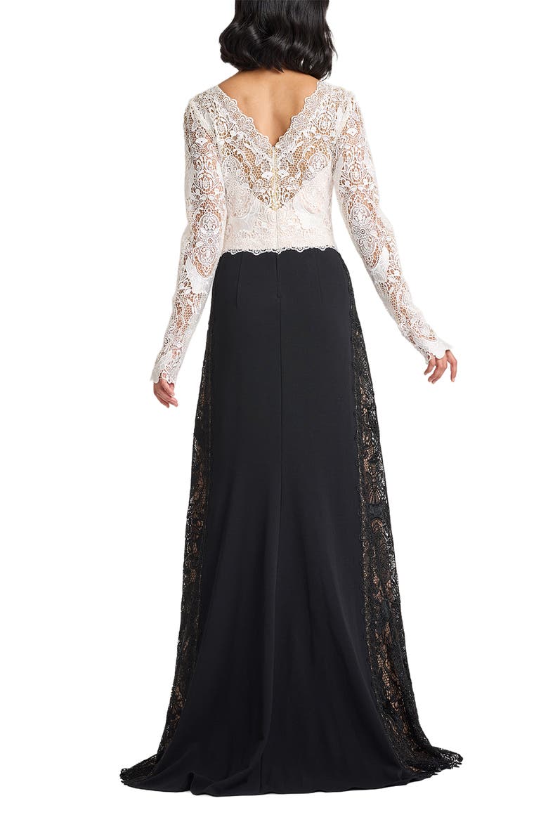 Lace & Crepe Gown, Alternate, color, IVORY/ BLACK