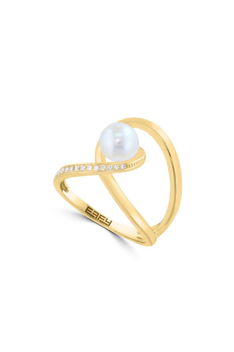Diamond & Freshwater Pearl Ring, Main, color, WHITE