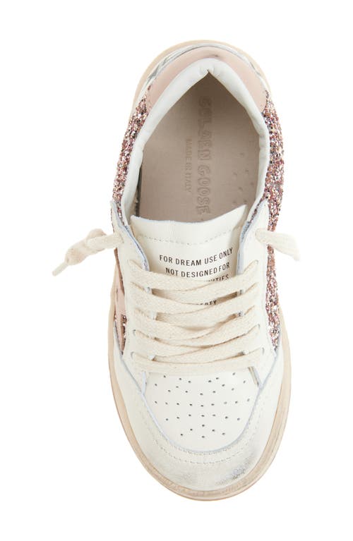 Golden Goose Kids Ball Star Glittered Sneakers In Peach/beige/white