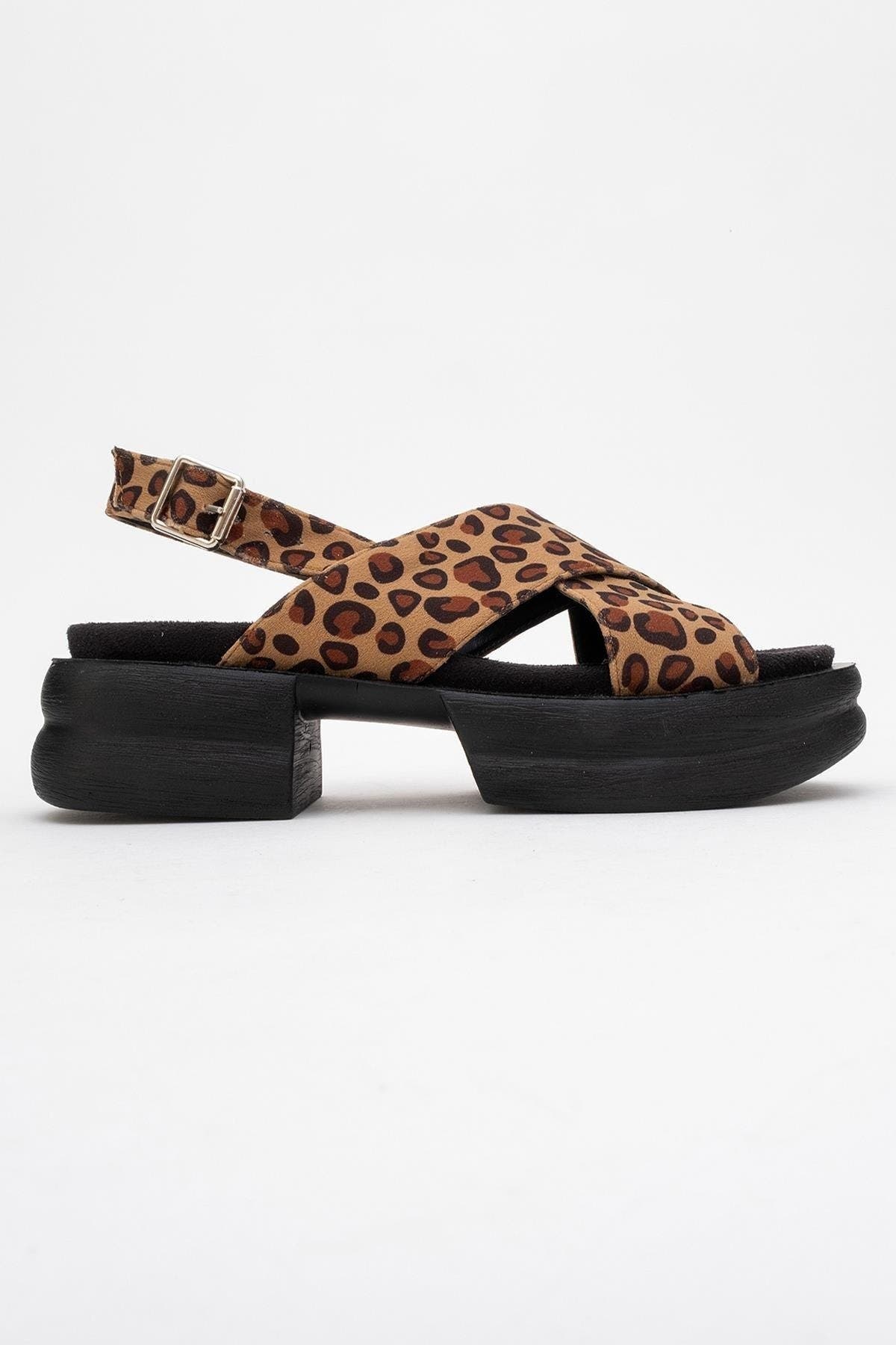 Prologue Shoes Lungo Cross-Strap Wedge Sandal, Alternate, color, Leopard Faux Leather