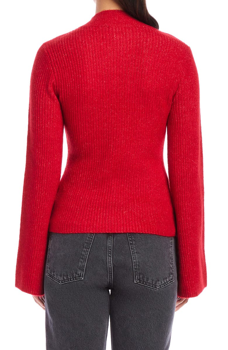 FIFTEEN TWENTY Brielle Flare Sleeve Mock Neck Sweater, Alternate, color, Red