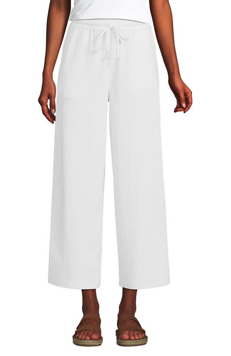 Sport Knit Pull On Drawstring Wide Leg Crop Pants