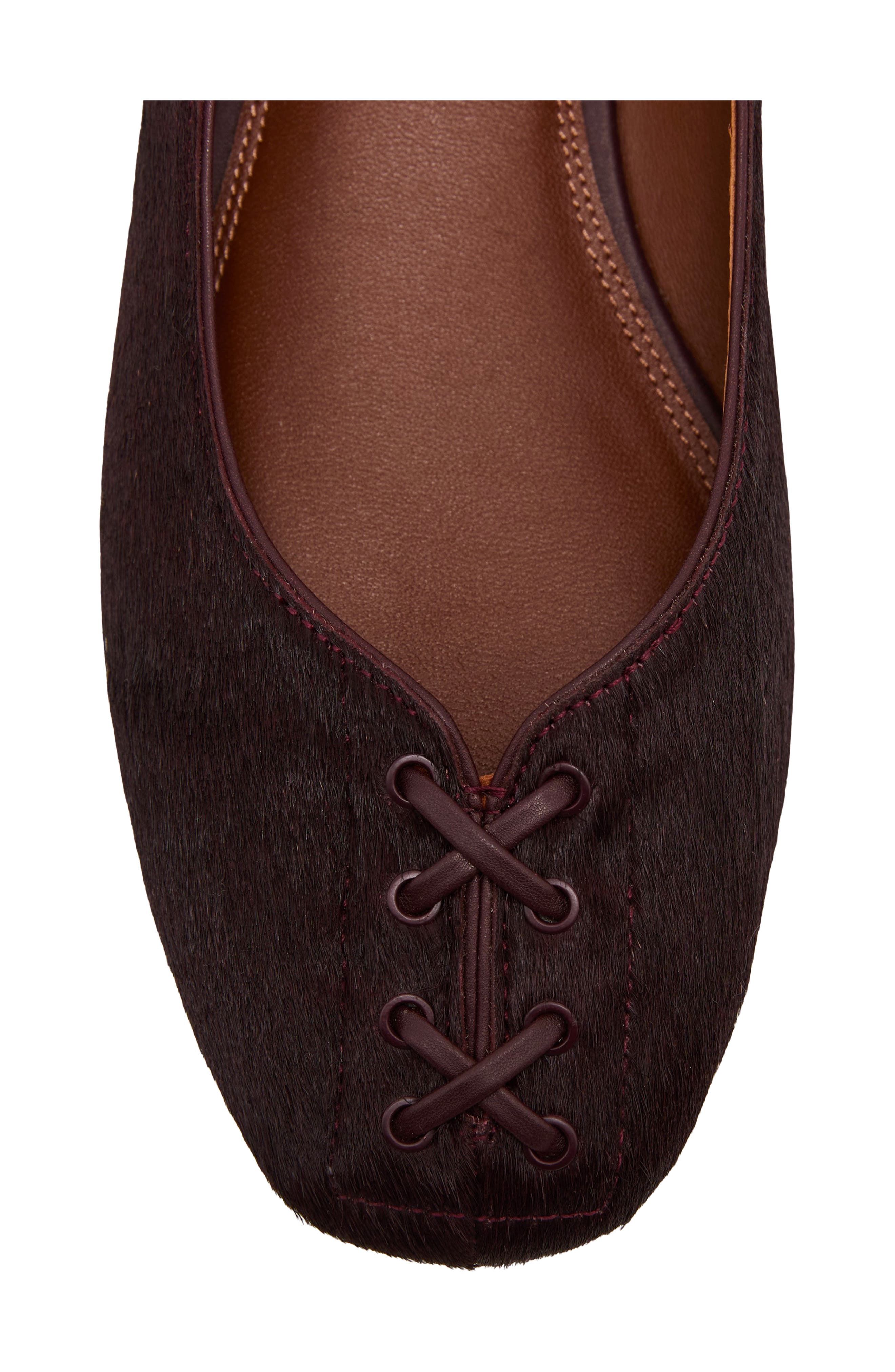 Adrianna Genuine Calf Hair Flat, Alternate, color, BURGUNDY