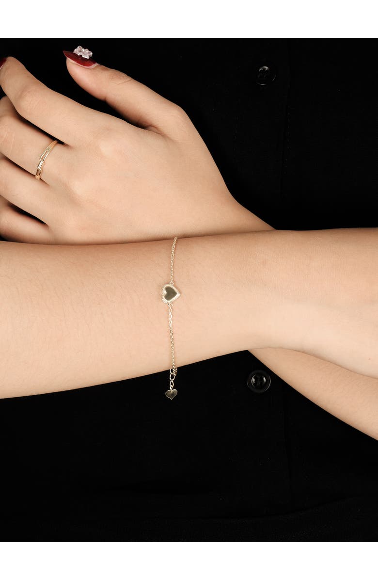 DEVATA Sweet Heart Charm Chain Bracelet in 14K Gold, Alternate, color, Yellow Gold