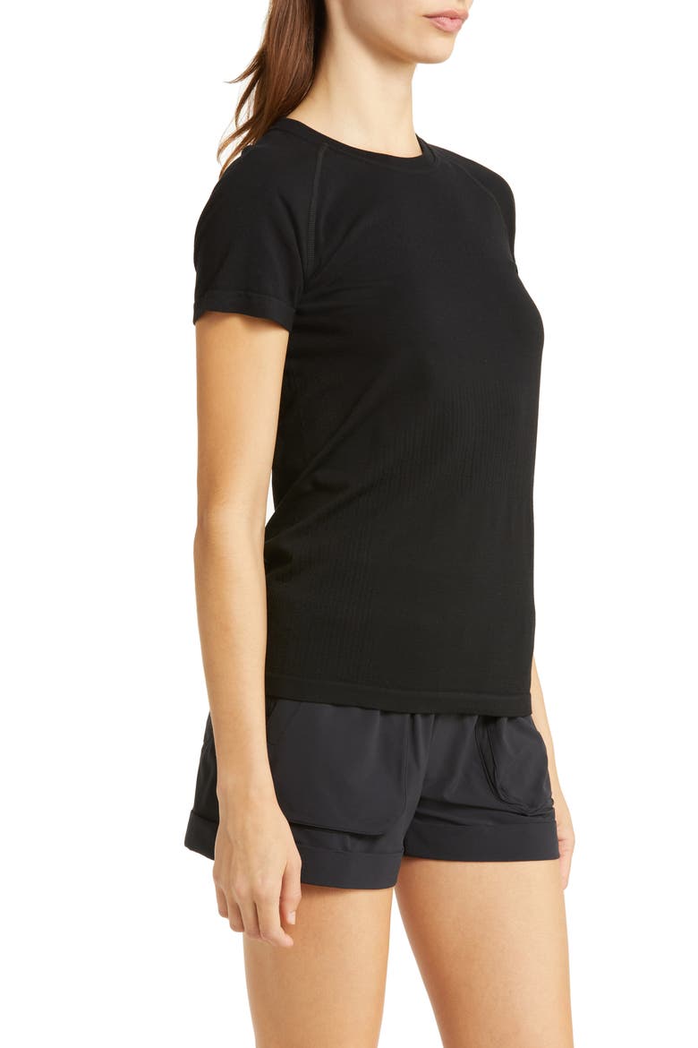 Seamless Performance T-Shirt, Alternate, color, BLACK