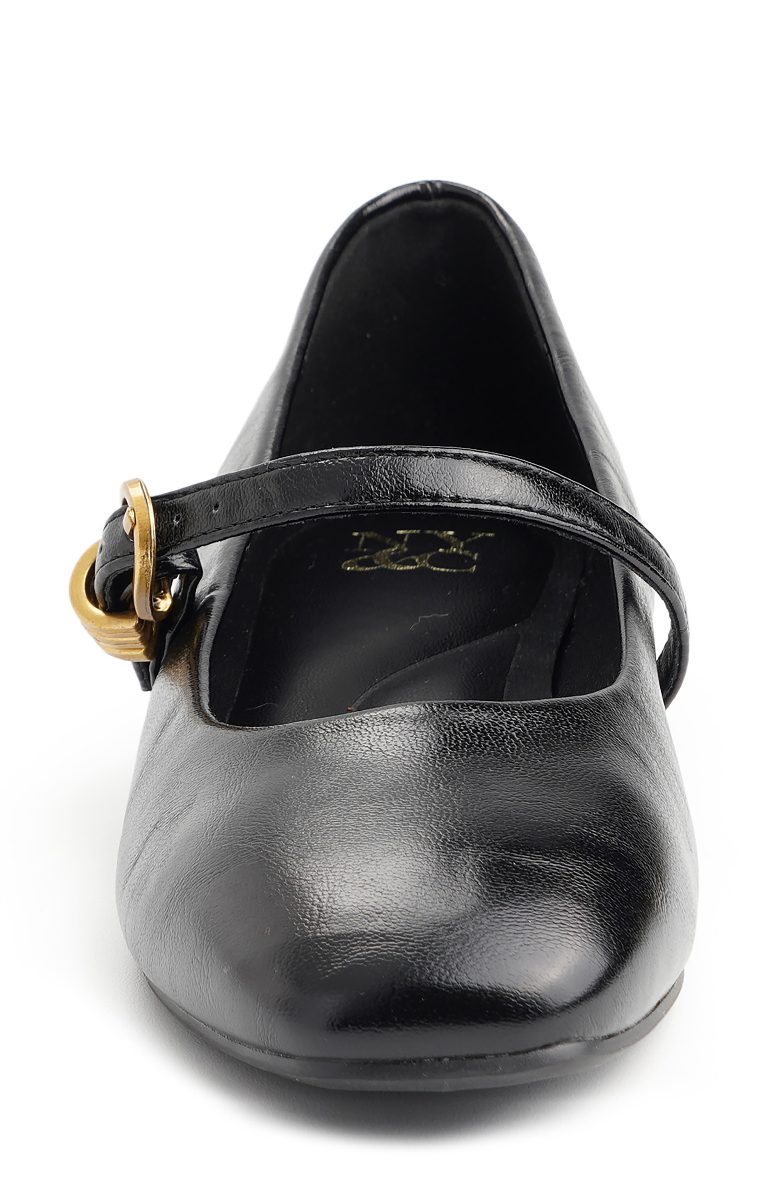 Laraine Faux Leather Mary Jane Flat, Alternate, color, BLACK