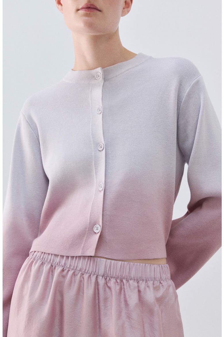 Gradient Crop Cotton Cardigan, Main, color, LILAC