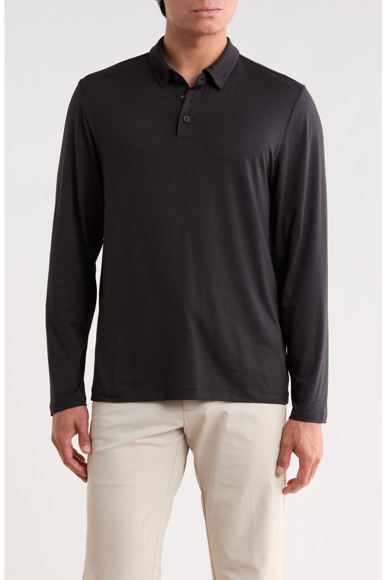 Energy Trainer Long Sleeve Polo, Main, color, BLACK