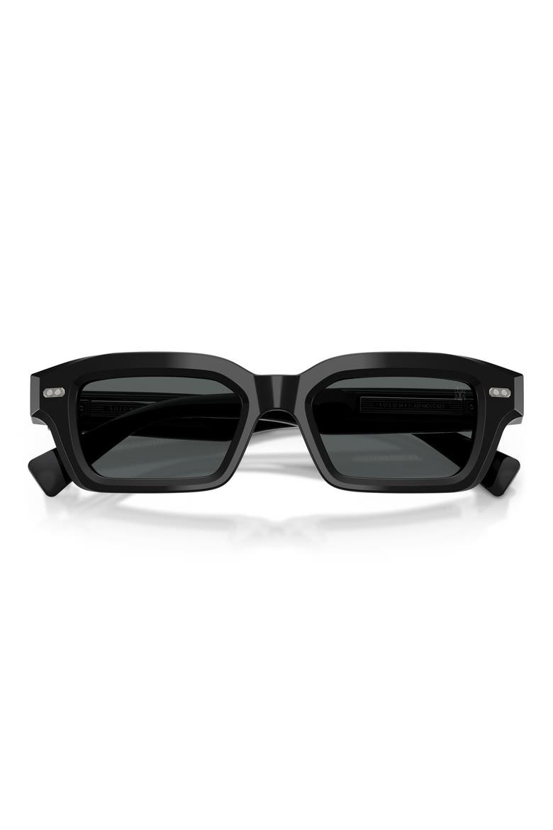 Marla 50mm Polarized Rectangular Sunglasses, Alternate, color, BLACK POLAR