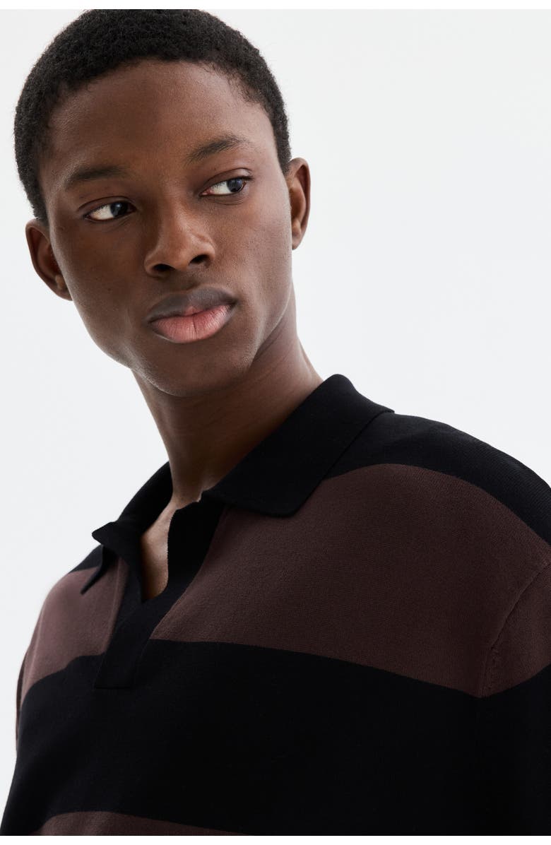 H&M Loose Fit Polo Shirt, Alternate, color, Brown/Striped