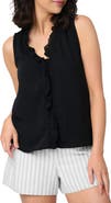 GIBSONLOOK Embroidered Eyelet Trim Button-Up Top