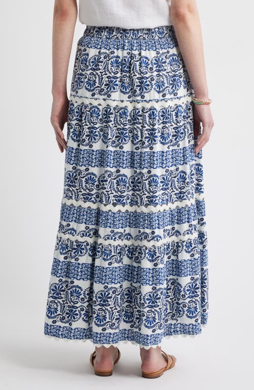 Caslonr Caslon(r) Rickrack Trim Linen Blend Tiered Maxi Skirt