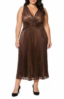 V-Neck Pleated Gown