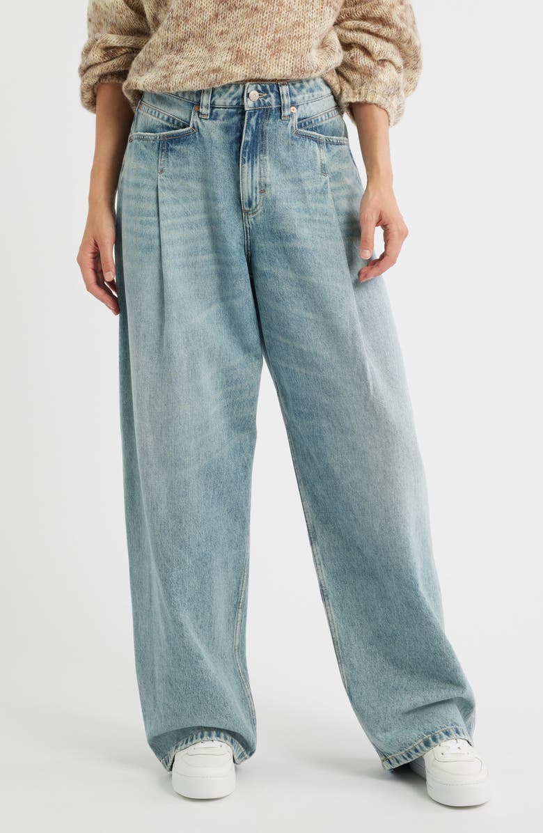 BOSS Orange High Waist Slouchy Pleated Jeans, Main, color,