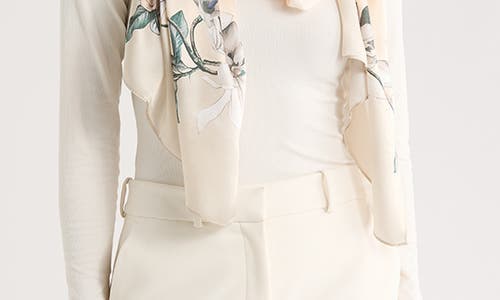 La Fiorentina Floral Print Silk Scarf In Neutral