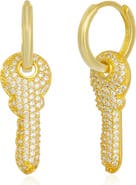 Spero London Key Gold Color Hoop Sterling Silver Earring