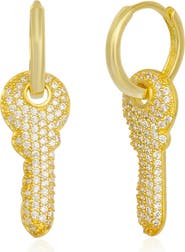 Spero London Key Gold Color Hoop Sterling Silver Earring