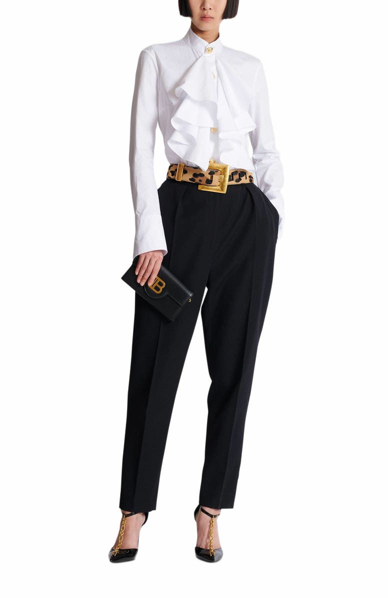 Balmain B-Buzz Leather Wallet, Alternate, color, Black