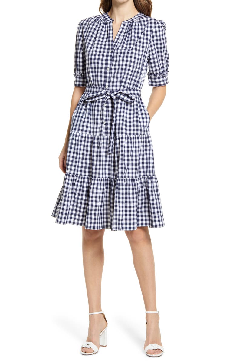 Draper James Puff Sleeve Stretch Cotton Dress, Main, color, 