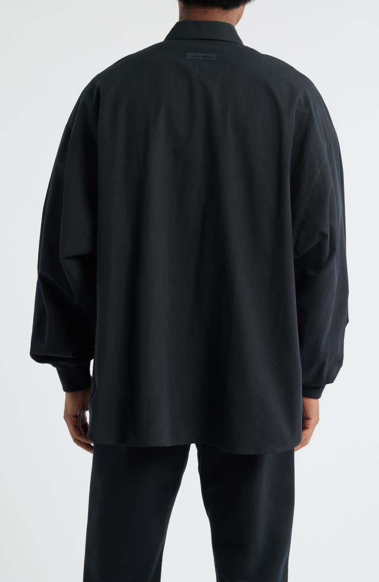 Fear of God Essentials Oversize Oxford Button-Up Shirt, Alternate, color, Jet Black