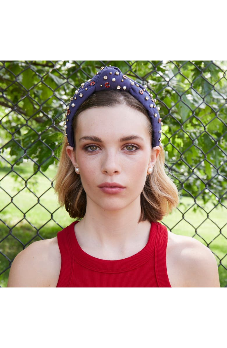 Lele Sadoughi MLB Chicago Cubs Embellished Headband, Alternate, color, Navy 400