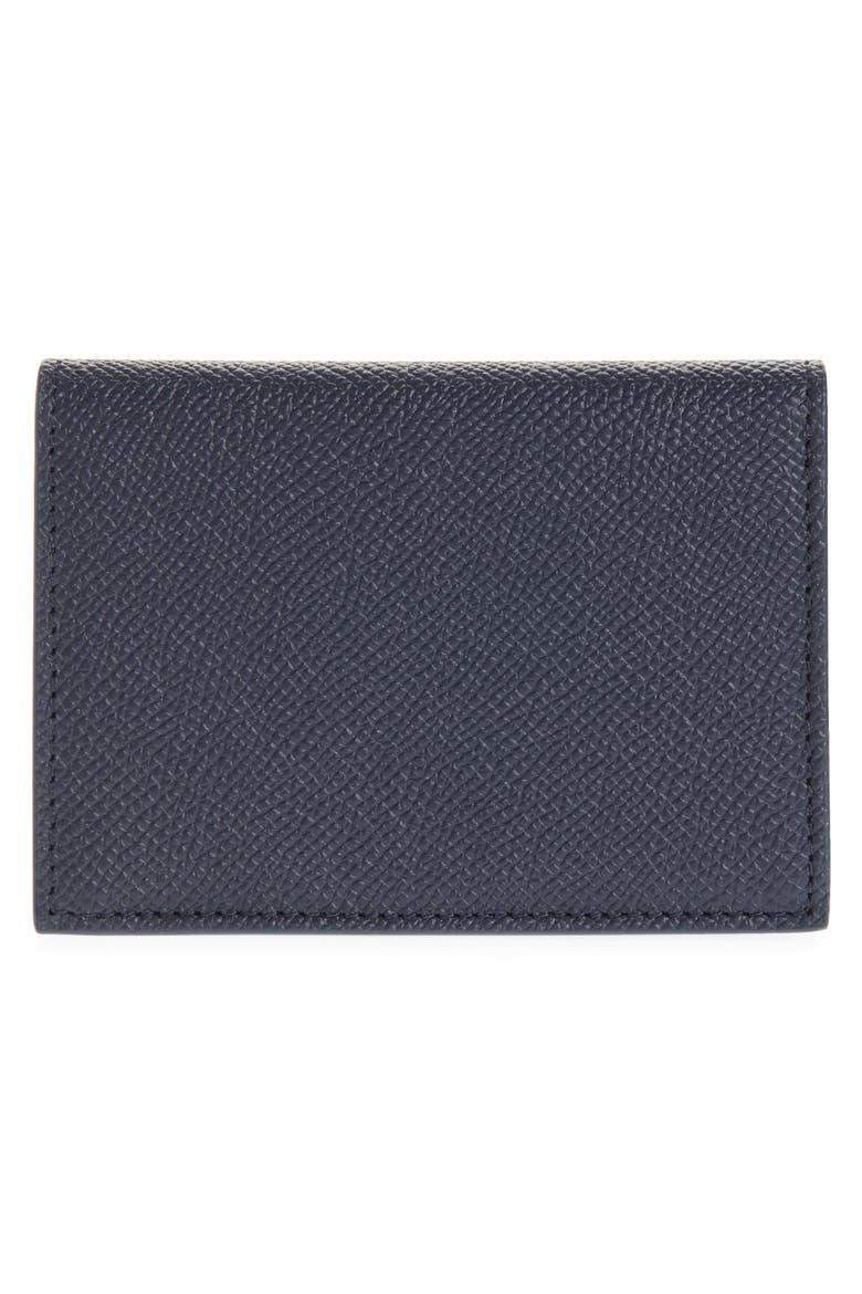 Micro Gancio Leather Card Case, Alternate, color, NEW NAVY NERO