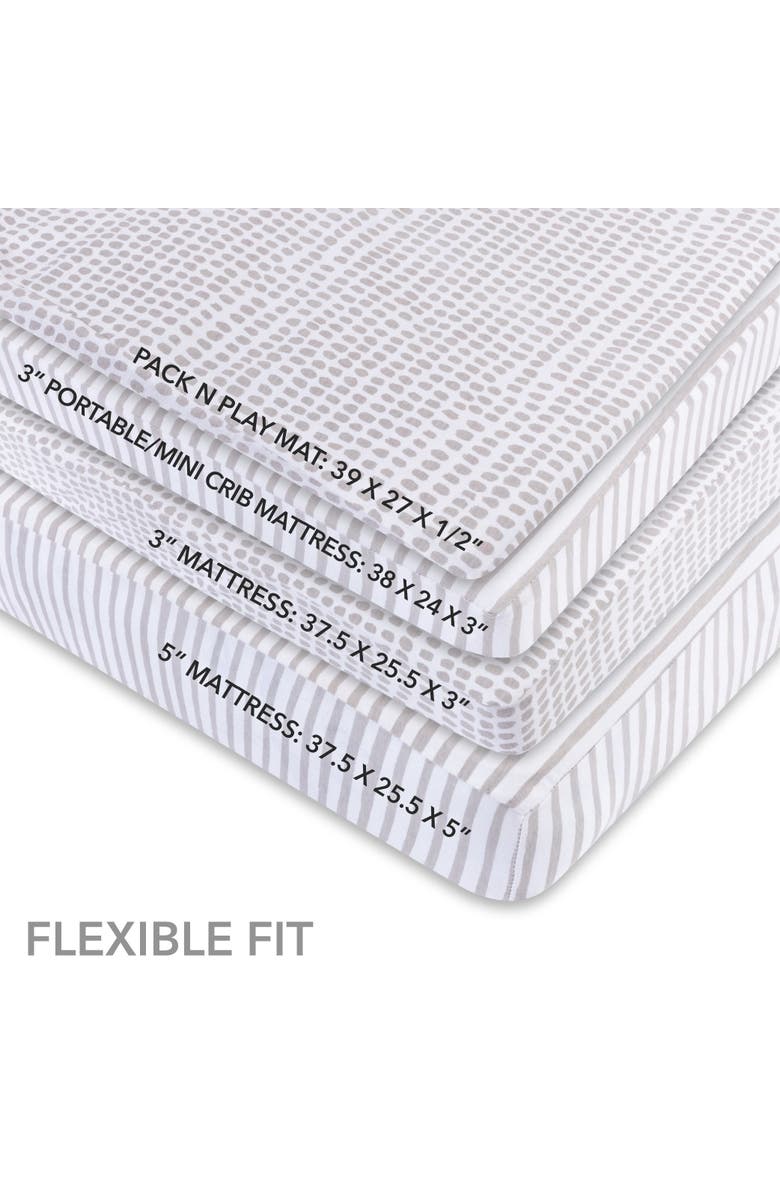 Ely's & Co. Baby Fitted Waterproof Pack N Play | Mini Portable Crib Sheet Set 2 Packs, Alternate, color, Taupe Stripes & Splash