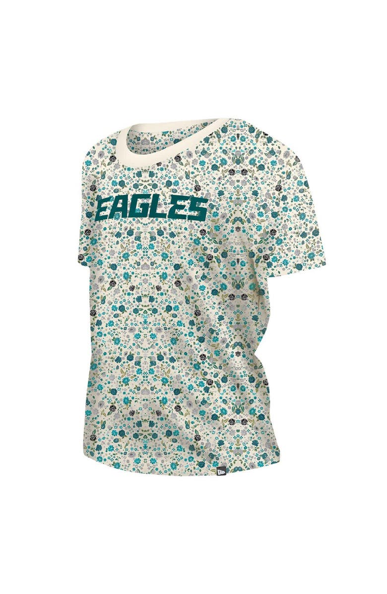 New Era Women's New Era Cream Philadelphia Eagles Glam Game Floral T-Shirt, Alternate, color, Cream