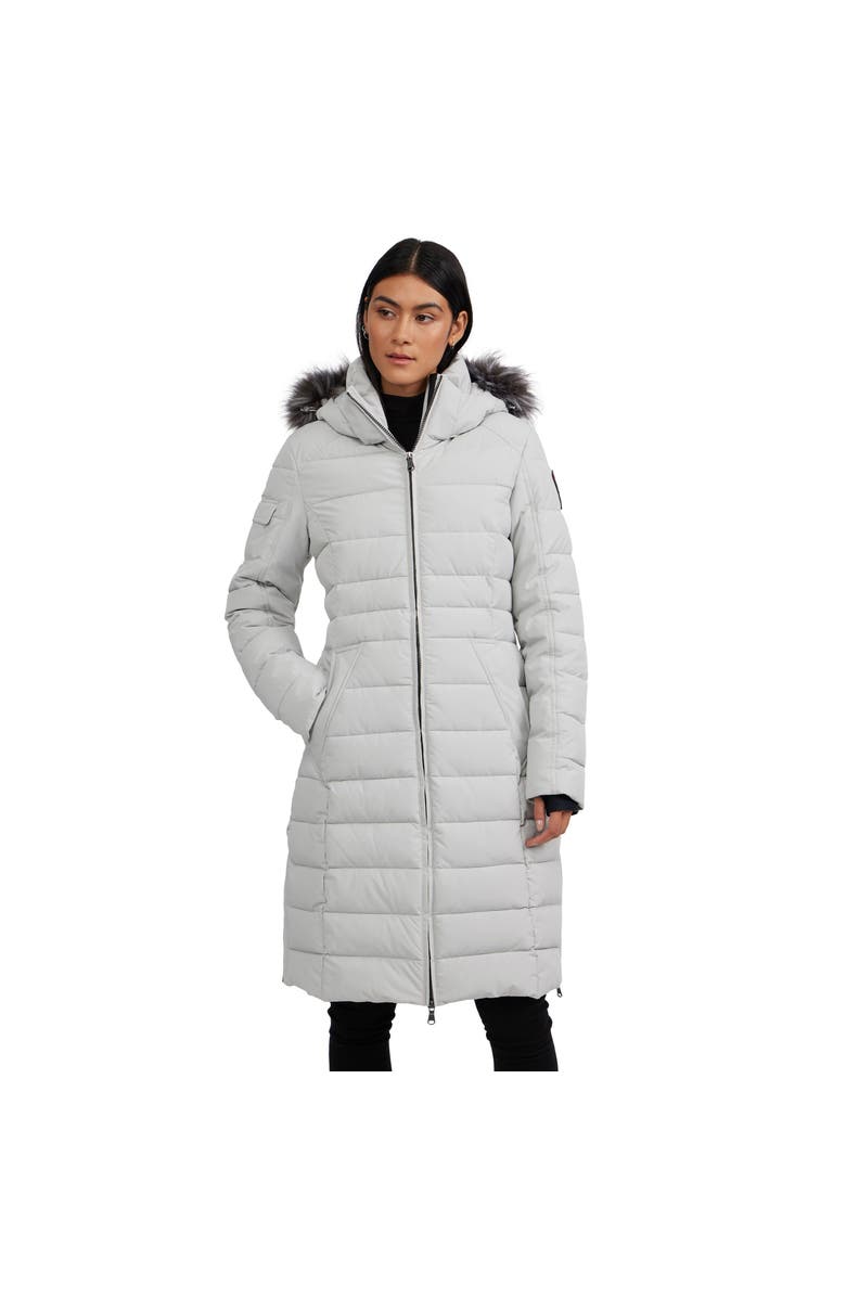 Pajar Venice Long Puffer with Removable Faux Fur Trim, Main, color, Silver/Silver