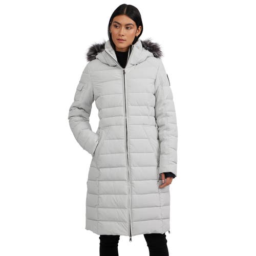 Pajar Women's Venice Long Puffer With Removable Faux Fur Trim In Silver/silver