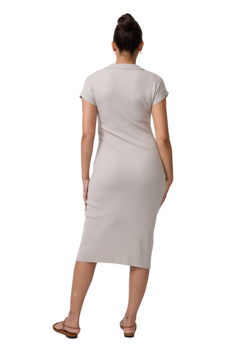 Polo Knit Maternity Midi Dress, Alternate, color, Light Gray