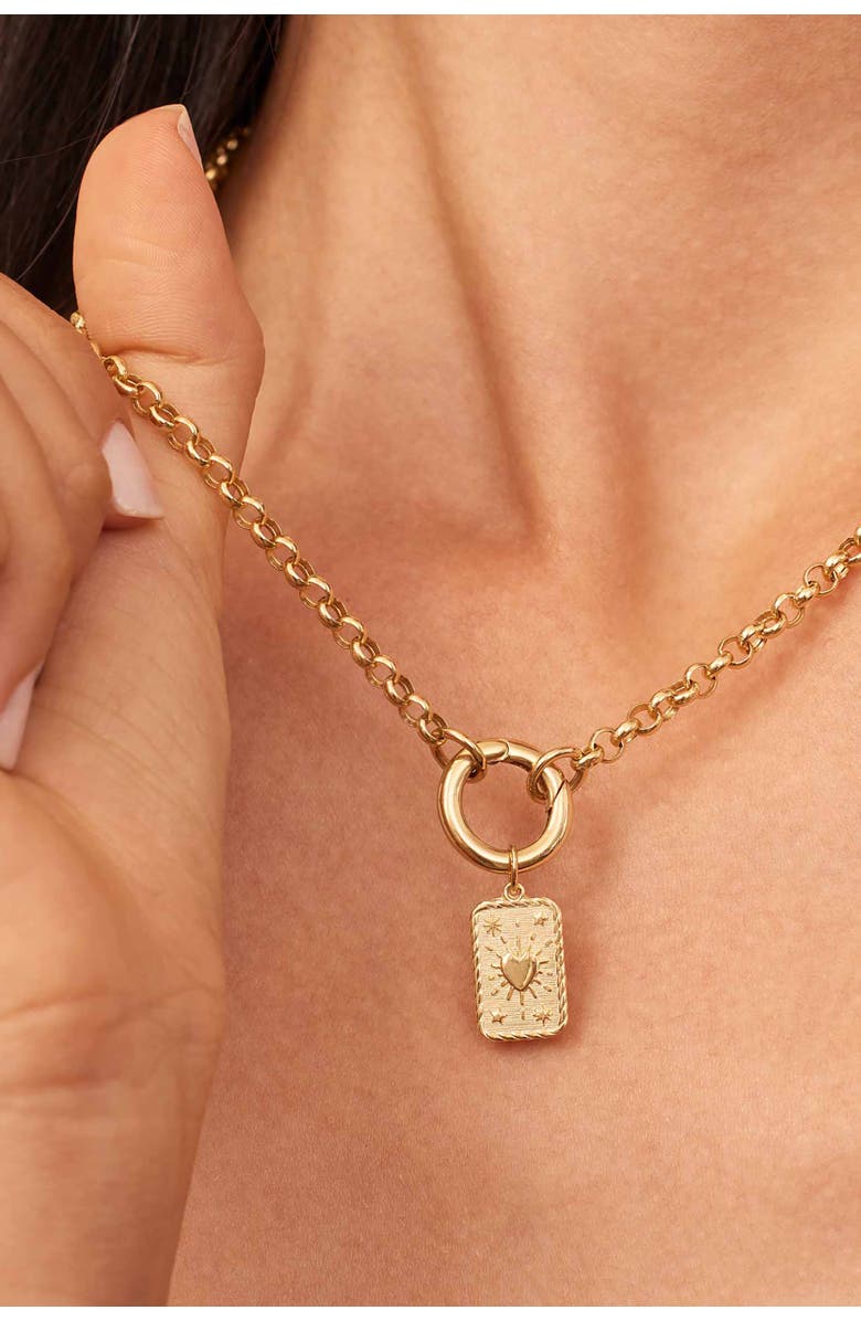 Oradina 14K Yellow Gold It's Love Pendant Charm, Alternate, color, Yellow Gold