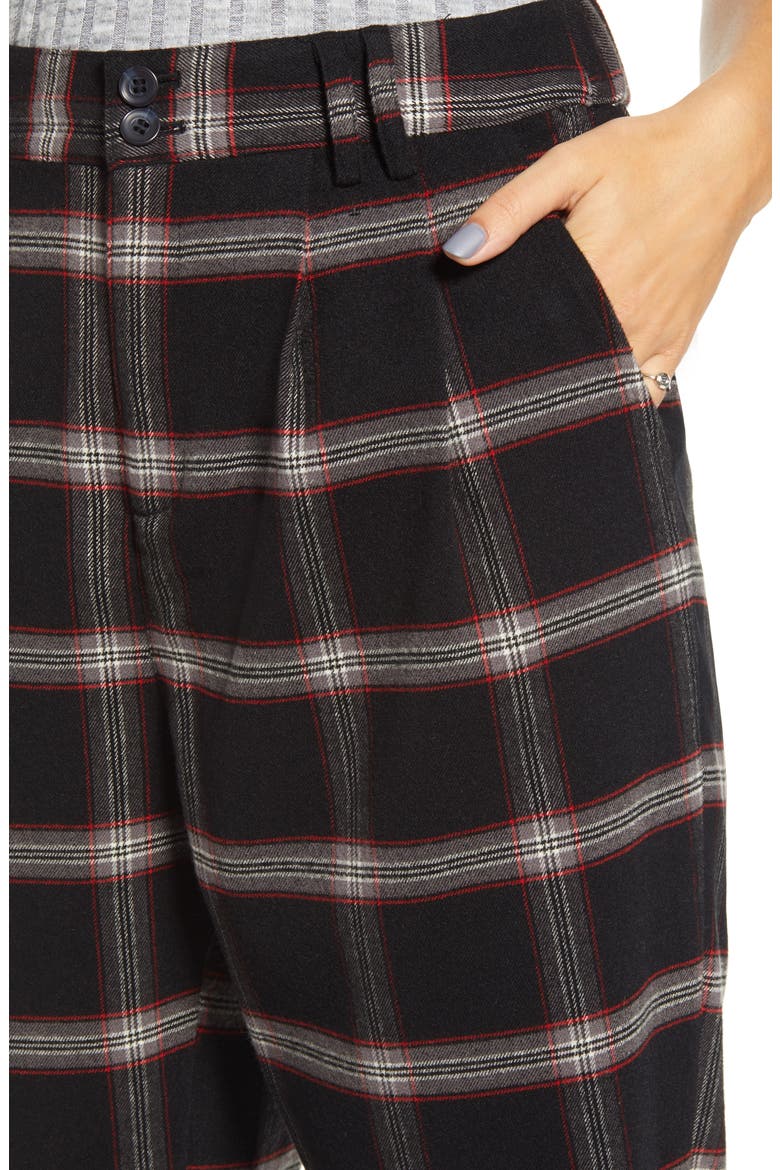 x Claudia Sulewski Plaid Menswear Crop Pants, Alternate, color, DNU-BLACK RED SHANNON PLAID
