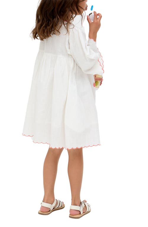 Raffya Kids Arabella V- Neck Embroidered Dress In White