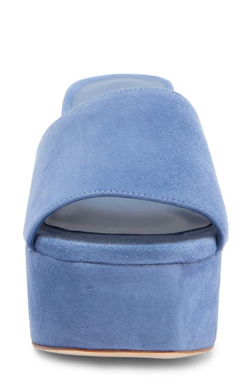 Stuart Weitzman Square High Suede Platform Sandals In Blue Steel