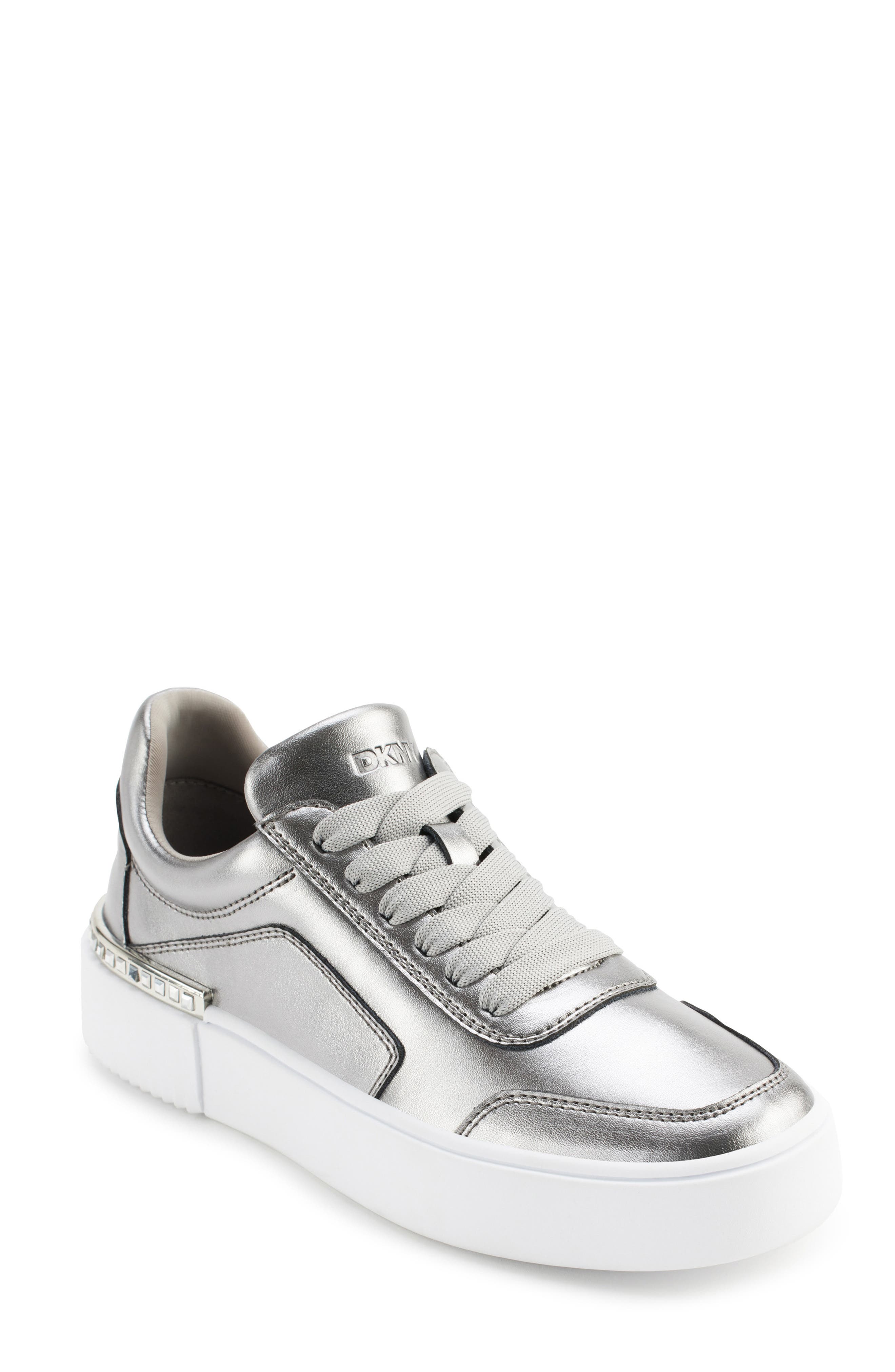 DKNY Beverly Hidden Wedge Sneaker, Main, color, Nickel