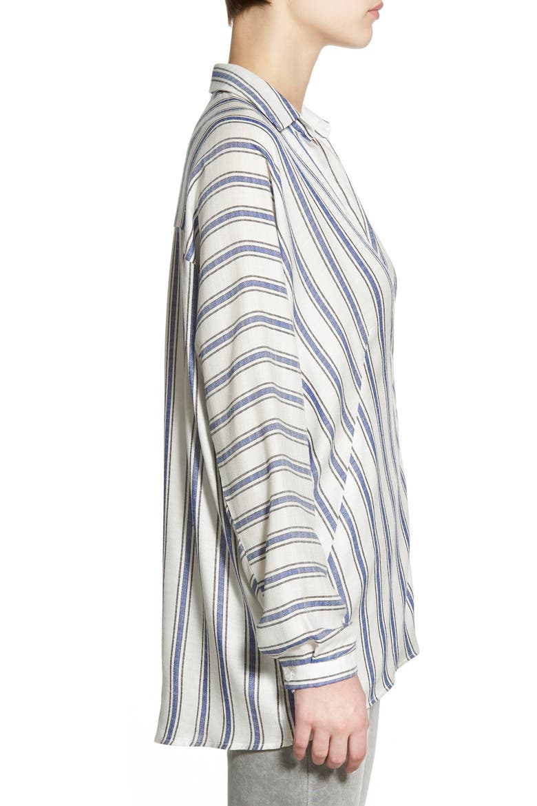 Stripe Back Button Shirt, Alternate, color, WHITE/ BLUE STRIPE
