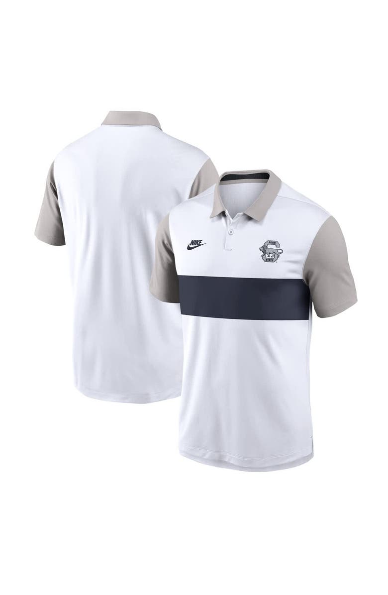 Nike Men's Nike White/Gray Penn State Nittany Lions Athletic Prep Legacy Logo Vapor Performance Polo, Main, color, White