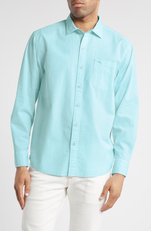 Tommy Bahama Nova Wave Stretch Cotton Button-up Shirt In Aquarius