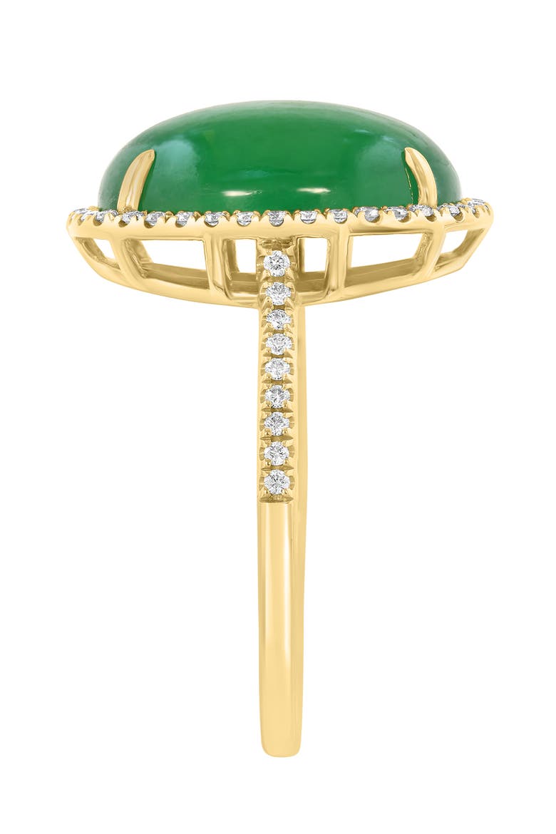 14K Yellow Gold Oval Jade & Pavé Diamond Ring, Alternate, color, 14K Gold