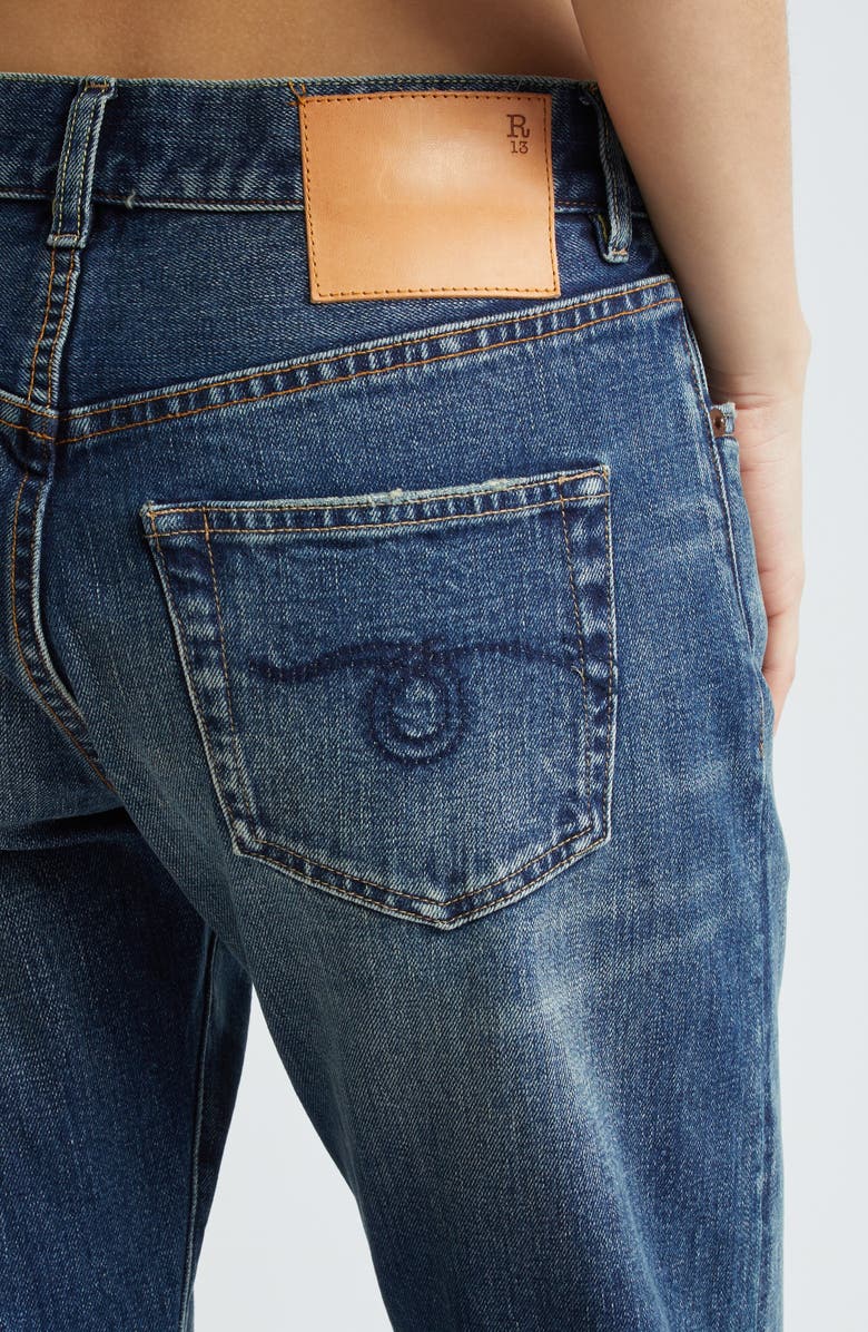 R13 Romeo Cuff Distressed Straight Leg Jeans, Alternate, color, 