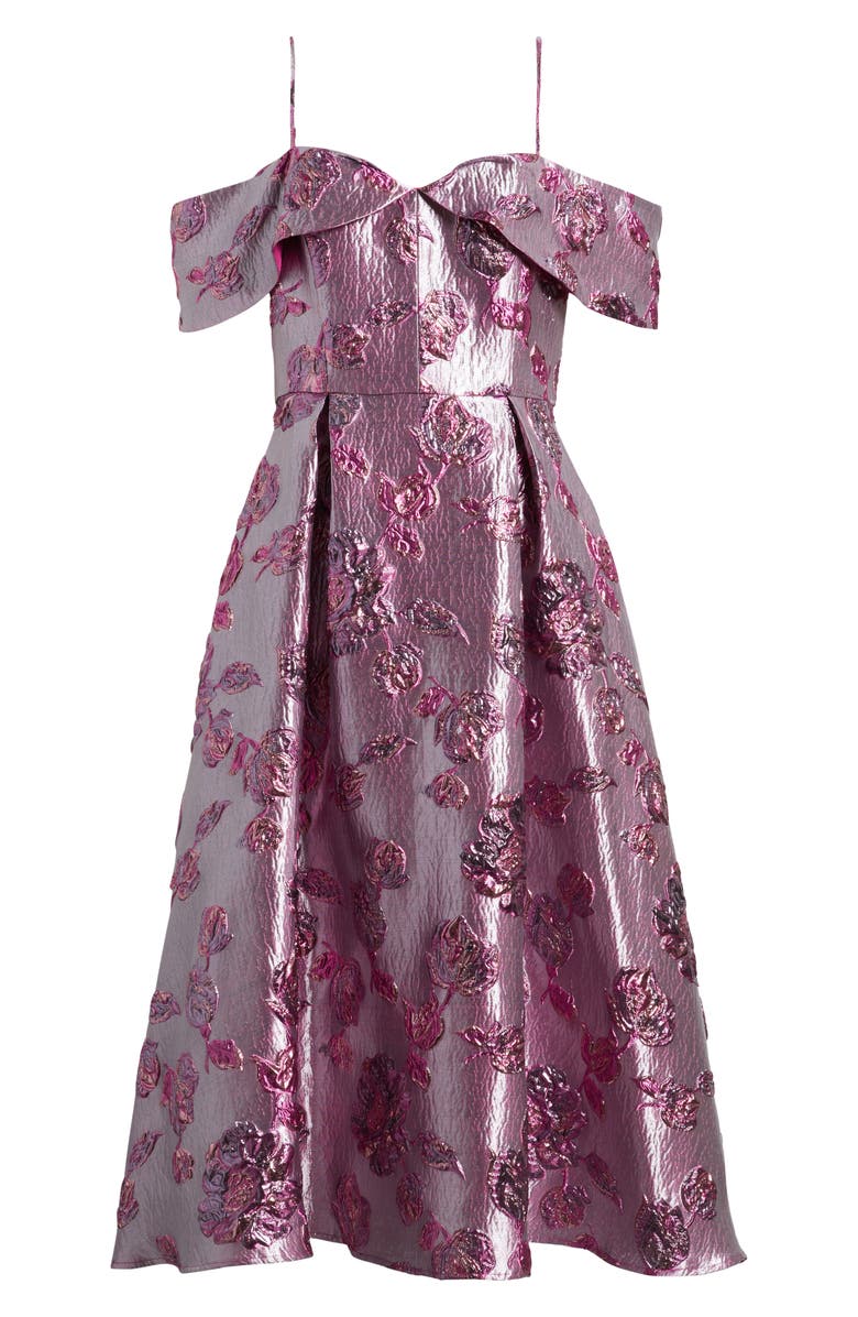 Julia Jordan Beaded Floral Jacquard Cold Shoulder Cocktail Dress, Alternate, color, Purple Multi